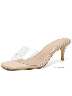 Kitten Heel Mule Sandals Square Open Toe Slip On Dressy Women's Heels